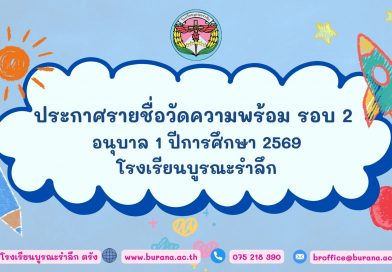 ประกาศรายชื่อวัดความพร้อมอนุบาล 1 ปีการศึกษา 2569 รอบ 2