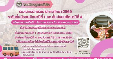 โรงเรียนบูรณะรำลึก รับสมัครนักเรียน ม.1 และ ม.4 ปีการศึกษา 2569