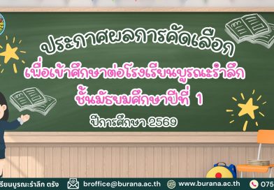 ประกาศผลการสอบคัดเลือกเข้าศึกษาต่อ ชั้นมัธยมศึกษาปีที่ 1 ปีการศึกษา 2569