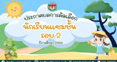 ประกาศผลการคัดเลือกนักเรียนแซมชั้น ปีการศึกษา 2569 (รอบ 2)