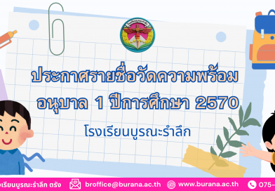 ประกาศรายชื่อวัดความพร้อม อนุบาล 1 ปีการศึกษา 2570