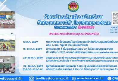รับสมัครนักเรียน ชั้นมัธยมศึกษาปีที่ 1 ด้วยวิธีพิเศษ ปีการศึกษา 2570
